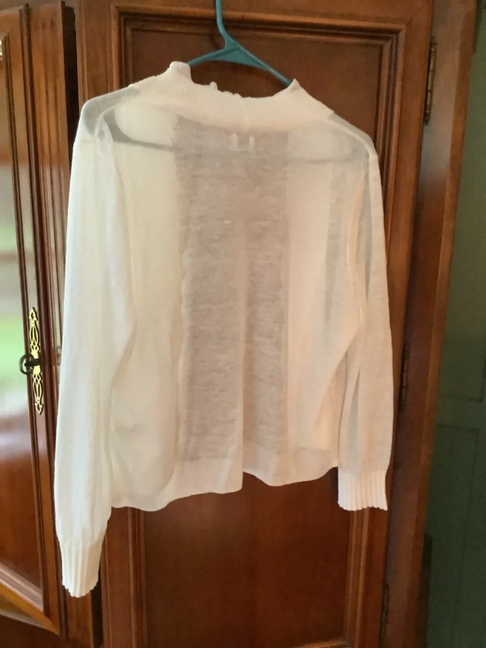 NIC + ZOE white open front sheer cardigan size L
